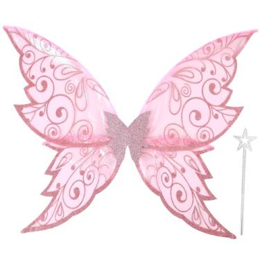 Imagem de Fairy Wings for Adults 31.5"x21.7" Large Fairy Costume Set for Women Butterfly Wings for Halloween Party Pink