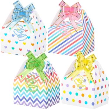 Imagem de Chuangdi 36 mini caixas de doces de Páscoa, caixa de papel de papelão impressa para porta-biscoitos com 40 gravatas borboleta para artigos de festa de Páscoa