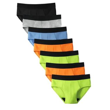 Imagem de TIICHOO Cueca boxer de algodão reutilizável para incontinência para crianças, pacote com 7, preto/cinza/azul/2 laranjas/2 verdes neon, G