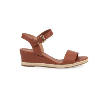 Imagem de Sandália Bebecê Anabela Fivela Natural, Marrom, 37