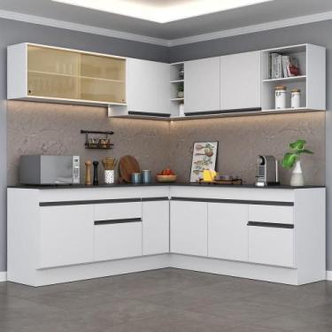 Imagem de Armário De Cozinha Completa De Canto Branco/Preto - MULTIMOVEIS