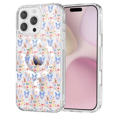Imagem de OFQKOAKS Capa para iPhone 15 Pro, compatível com MagSafe, capa magnética fofa festiva de Natal, cervo e gengibre, capa protetora fina e transparente para mulheres e meninas