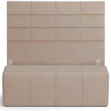 Imagem de Kit Cabeceira Cama Box Queen 160cm Com Calçadeira Roma W01 Linho Bege Escuro - Lyam