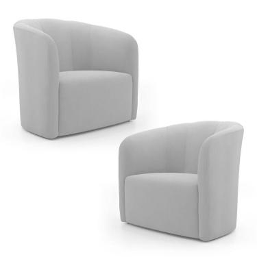 Imagem de Kit 02 Poltronas Decorativas Abby Veludo Cinza Claro - Abmaza