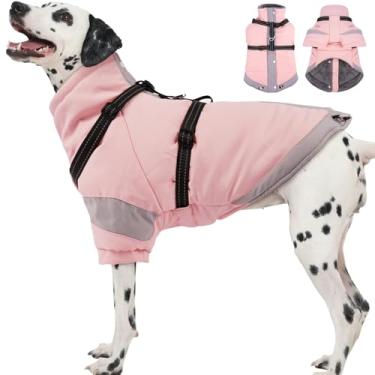 Imagem de Casaco de inverno GG para cães médios, arnês refletivo embutido | Roupa de neve para cães de gola rolê com mangas para manter aquecido, atividades ao ar livre, jaqueta impermeável e à prova de vento