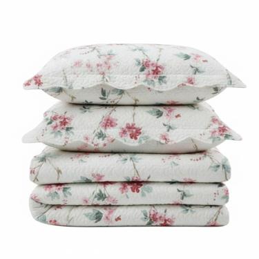 Imagem de Kit Cobre Leito Colcha Magnus Queen 3 Peças Dupla Face Estampado Floral - Brisa Rosa - 100% Poliéster