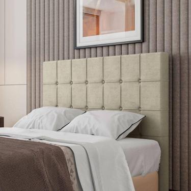 Imagem de Cabeceira Estofada Casal 140 Cm Turmalina Veludo Cor: Bege