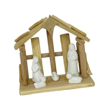 Imagem de IEUDNS Presépio de Natal de mesa com manjedoura de madeira para prateleira
