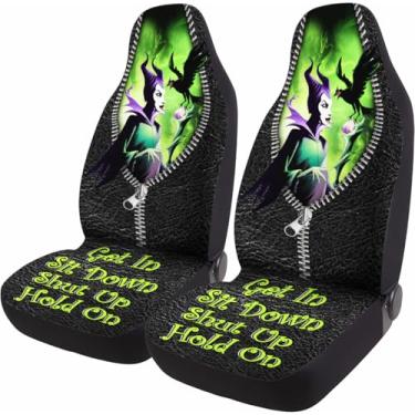 Imagem de GENANY Wicked Witch Queens 2 capas de assento de carro dianteiras para carro, caminhão, sedan, SUV, protetores de assento automotivos duráveis, presentes de carro fofos, capas de cadeira balde