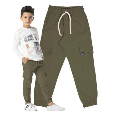 Imagem de Calça Infantil Menino Cargo Sarja Com Bolso E Punho - Vrasalon, 16, Ve
