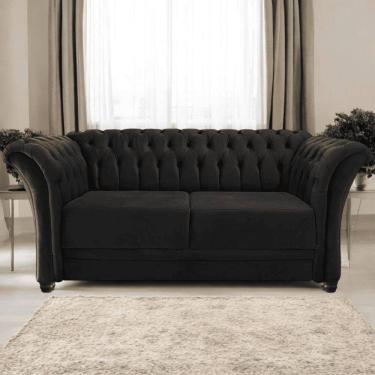 Imagem de Sofá Recamier Divã Chesterfield 175cm Sofia Suede Preto Capitonê- Mabe Magazine