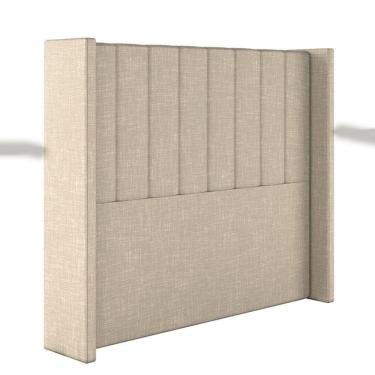 Imagem de Cabeceira Estofada Casal 140 Cm Turquesa Linho Cor: Bege