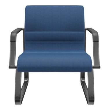 Imagem de Cadeira De Escritório Recepção Com Braço Fixa Preta Lev P03 Crepe Azul - Lyam Decor