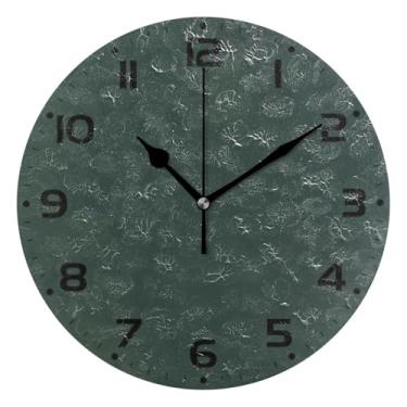 Imagem de JUZIHAI Relógio de parede de cor sólida verde silencioso, sem tique-taque, relógios de parede redondos operados por bateria, fácil de ler, relógio decorativo de parede para casa, cozinha, sala de