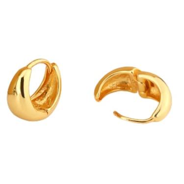 Imagem de Brincos de argola banhados a ouro 14 K, brincos grossos para mulheres, acessórios hipoalergênicos e leves, joias de ouro/prata, presentes para mulheres, one size, Cobre, Sem pedra preciosa