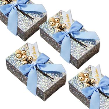 Imagem de 20 peças, caixa de presente holográfica, arco, árvore, frutas, caixa de doces decorativa para aniversário, festa de casamento, caixas de presente quadradas para doces (bolinhas holográficas pequenas)
