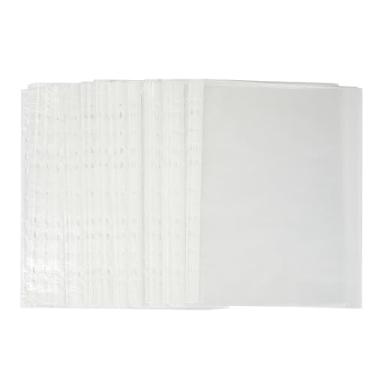 Imagem de Protetores de folha premium A4, protetores de página reforçados de plástico transparente com 11 furos para fichários, carregamento superior, pacote com 100