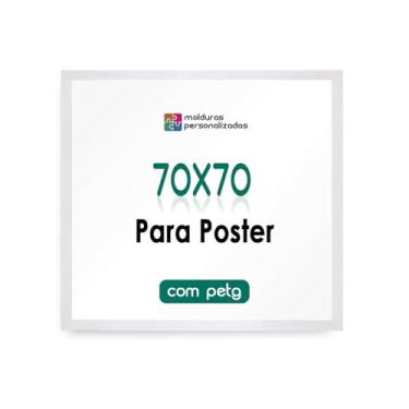 Imagem de Moldura Quadrada 70x70 para Imagem Pôster Foto com Proteção Petg (Branca)