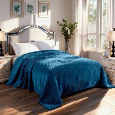 Imagem de Manta Cobertor Casal Corttex Luster Canelada 180x220cm Microfibra Antialérgico Super Macio Premium