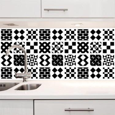 Imagem de Adesivo Destacável Azulejo para Cozinha Átrio Preto - TaColado, 15 x 1