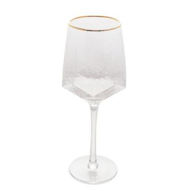Imagem de Conjunto Com 2 Taças De Vinho Taj Em Cristal Com Borda Dourada 600ml -