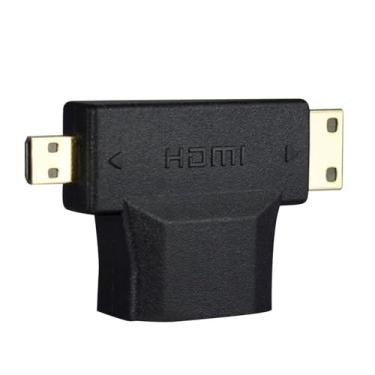 Imagem de TECKEEN Adaptador T Shape 1080P Mini/Micro HDMI Macho para HDMI Fêmea para Câmera, Laptop, Tablet, HDTV, Projetor