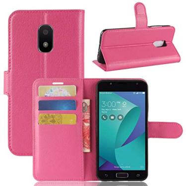 Imagem de Capa ASUS Zenfone V Live V500KL, capa carteira flip de couro PU premium com compartimento para cartão, suporte e fecho magnético [capa interior à prova de choque de TPU] Compatível com ASUS V Live