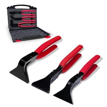 Imagem de 3 peças de costura manual, conjunto de alicates de dobra de metal com mandíbula reta, 45° e 90° ferramentas de telhado de costura de metal para dobrar HVAC, janelas e portas de teto com caixa de