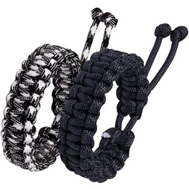 Imagem de Jewever Pulseiras de sobrevivência Paracord trançada corda artesanal para casais, homens e mulheres, tamanho ajustável (conjunto de 2), Adjustable, Poliéster, Sem Pedra Preciosa