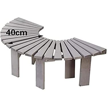 Imagem de Banco de árvore redondo de madeira maciça para jardim ao ar livre Banco em forma de leque, banco de árvore de jardim circular de madeira anticorrosiva ao redor de cadeiras de árvore, Ben de