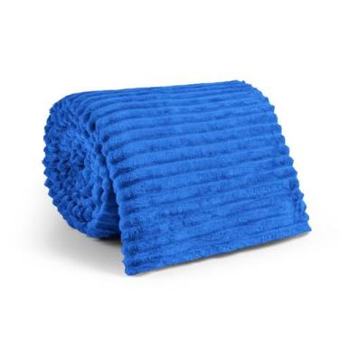 Imagem de Cobertor Manta Casal Canelada Soft - 2,00 X 1,80 - JGM, Azul Royal