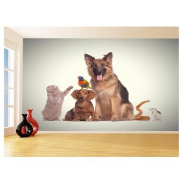 Imagem de Papel De Parede 3D Animais Cão Gato Petshop 3,5M Anm424 - Você Decora