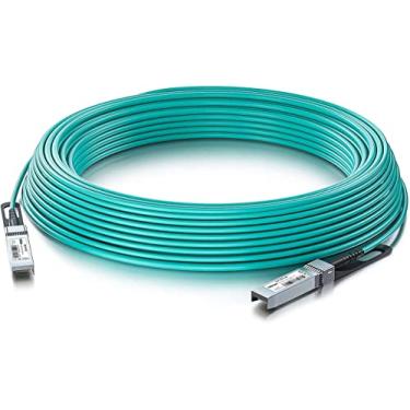 Imagem de Cabo 10G SFP+ AOC – 10GbE SFP+ para SFP+ cabo de fibra ótica ativo, OM3 MMF Conjuntos de fibra de conexão direta com conectores SFP+ para Cisco SFP-10G-AOC25M, Ubiquiti UniFi, Supermicro, Mikrotik, 25 metros