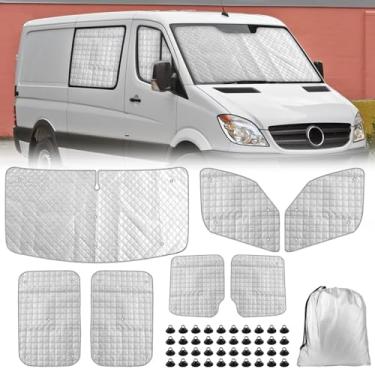 Imagem de Protetor solar de para-brisa personalizado para Mercedes Sprinter LWB VW Crafter LWB 2006-2019 LWB, 7 peças, protetor solar dobrável para janelas dianteiras e laterais, proteção de privacidade UV