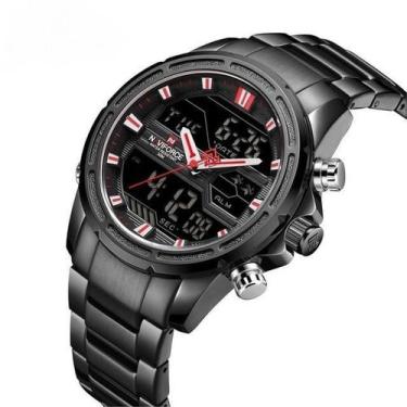 Imagem de Relógio navifoce NF9138 preto anadigi masculino social casual ponteiro