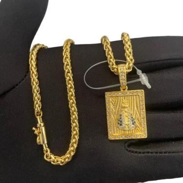 Imagem de Cordão Peruano 5mm + Pingente Nossa Senhora - Banhado a Ouro - ToJoia1