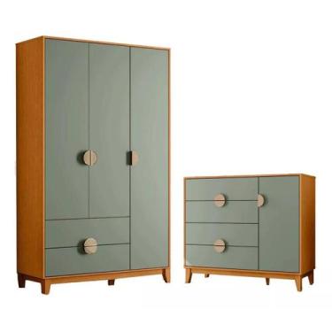 Imagem de Quarto Infantil IPê com Guarda Roupa 3 Portas e Cômoda Pés Madeira - M