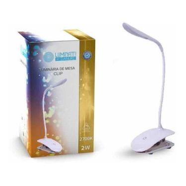 Imagem de Luminária De Mesa Clip Branco Led Touch Dimerizável Bivolt 2W Branco Q