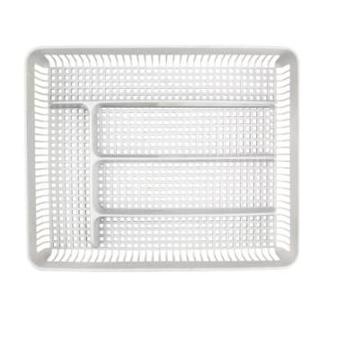 Imagem de 4 Porta Talher Separador 5 Divisorias Organizador Gaveta (Branco)