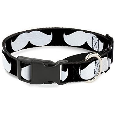 Imagem de Buckle-Down Coleira para cães martingale - Bigode preto/branco - 3,8 cm de largura - serve para pescoço de 40,6 a 58,4 cm - Médio