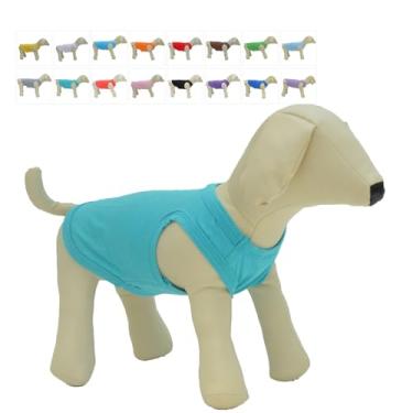 Imagem de Camisetas regatas para animais de estimação 2018 roupas para cachorro roupas em branco Top coletes para cães pequenos, médios e grandes, 100% algodão, colete de verão clássico (M, turquesa)