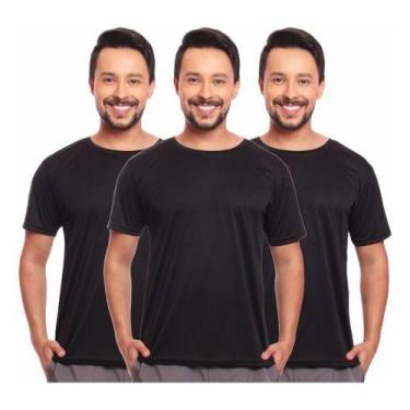 Imagem de Kit 3 Camisas Básicas Masculina Dry Fit Lisa Tradicional - MC Digital,