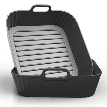 Imagem de PINTAUR Forros quadrados grandes de silicone para fritadeira a ar condicionado Ninja AF141 AF181 AF142 Cosori 6QT, pacote com 2 acessórios de silicone para cozinheiro chefman, instantâneo, Cuisinart