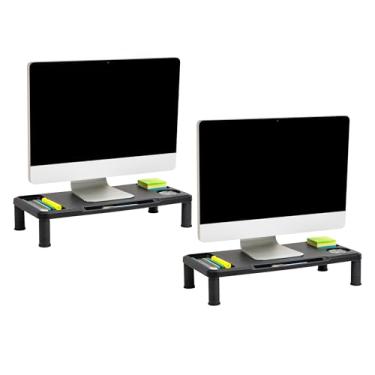 Imagem de Mind Reader Suporte para monitor, suporte para laptop, organizador de mesa, escritório, plástico, 55,2 cm C x 26 cm L x 11,4 cm A, conjunto com 2, preto