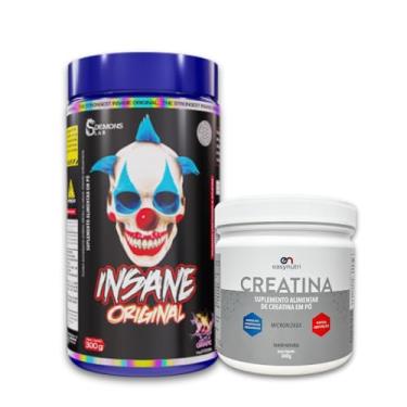 Imagem de Combo Pré Treino Insane Original 300g + Creatina 300g Easy Nutri (Grape, 300g)