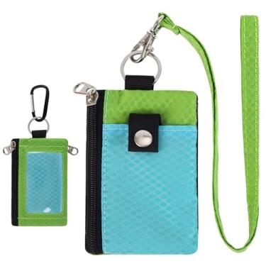 Imagem de MASAPHlL Carteira pequena de cordão para mulheres/homens com carteira de cartão de identificação com bloqueio de RFID, bolsa minimalista de nylon com zíper, carteira de pescoço de viagem com chaveiro