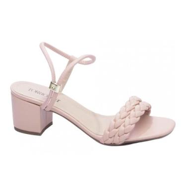 Imagem de Saltinho Sandália Feminina Torricella Sapato Salto Baixo Rosa,  36, Ro