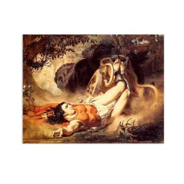 Imagem de MOBYAT Pôster The Death of Hippolytus por Lawrence Alma Tadema Impressões, reprodução de pintura a óleo, impressão giclée em tela, arte de parede pronta para pendurar para decoração de quarto de casa.