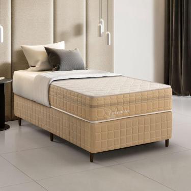 Imagem de Kit Conjunto Colchão Solteiro King Valência Molas Ensacadas Individualmente + Box Blindado 100x61x20 - Bege