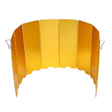 Imagem de Bolixo do fogão do acampamento Qanyegn, pára -brisa de fogão, 8 placas para cozinhar o pára -brisa a gás com caixa de armazenamento para cozinhar acampamento ao ar livre (Amarelo)